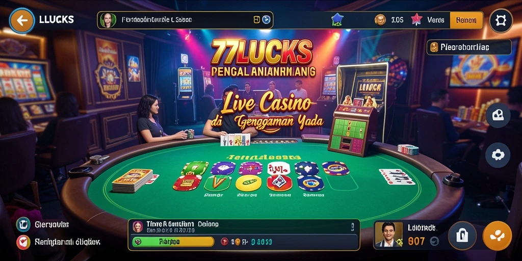 Tampilan gameplay di 77LUCKS dengan dealer langsung yang interaktif.