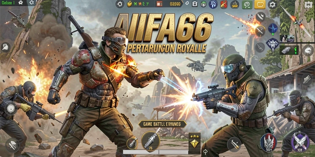 Tangkapan layar AIFA66 menampilkan aksi intens dalam pertempuran Battle Royale.