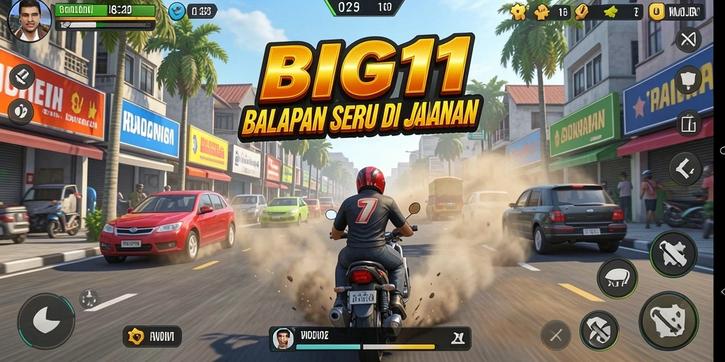 Tangkapan layar dari gameplay balapan yang mendebarkan di BIG11.