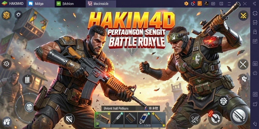 Tampilan gameplay HAKIM4D yang menegangkan di arena Battle Royale.