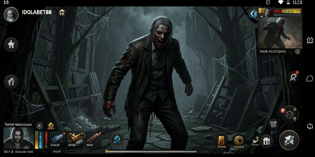 Tampilan gameplay menyeramkan di IDOLABET88 dengan suasana yang mencekam.