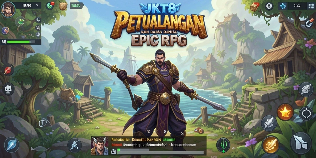 Screenshot JKT8 menampilkan aksi pertarungan yang intens dalam game RPG.