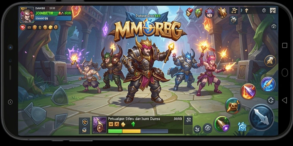 Screenshot gameplay JOINBET88 menunjukkan pertarungan seru di dalam dunia MMORPG.