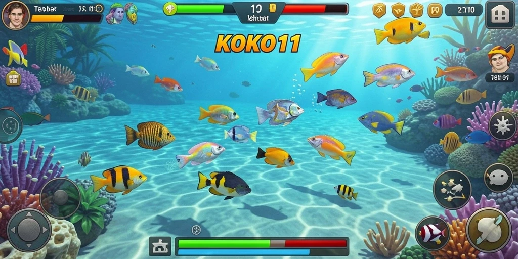 Tampilan gameplay KOKO11 dengan aksi menembak ikan yang seru.