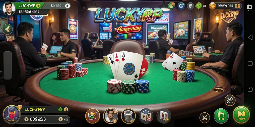 Screenshot gameplay seru LUCKYRP saat bermain Poker.