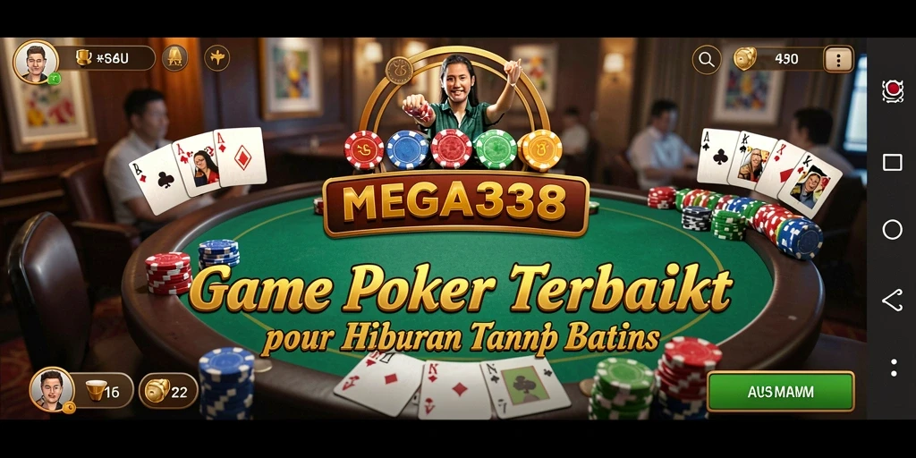 Tampilan gameplay MEGA338 dengan aksi poker yang seru dan menarik.