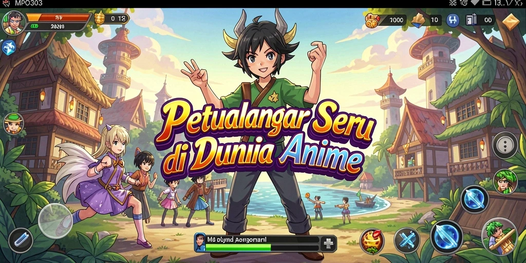 Screenshot gameplay MPO303 menampilkan karakter anime dalam aksi dramatis.
