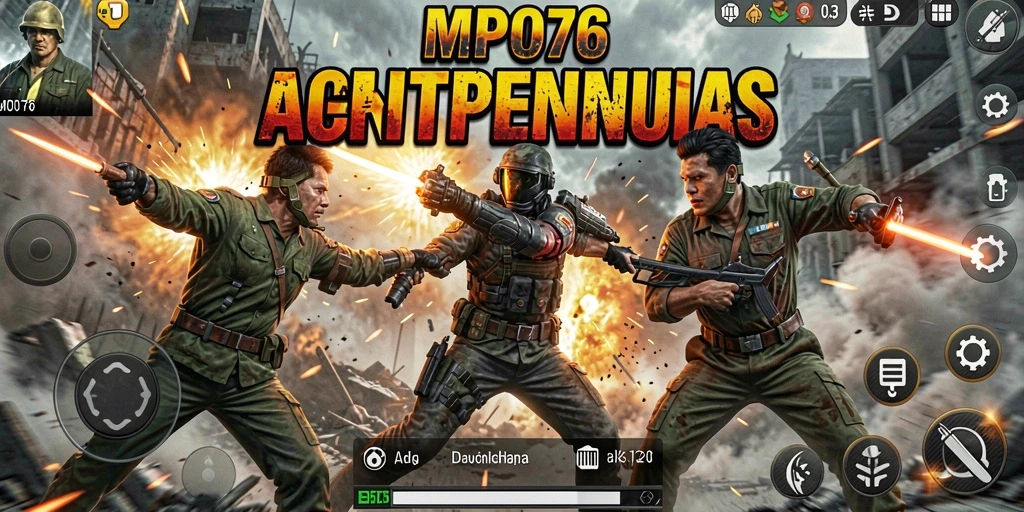 Screenshot gameplay MPO76 menampilkan pertempuran aksi yang seru.