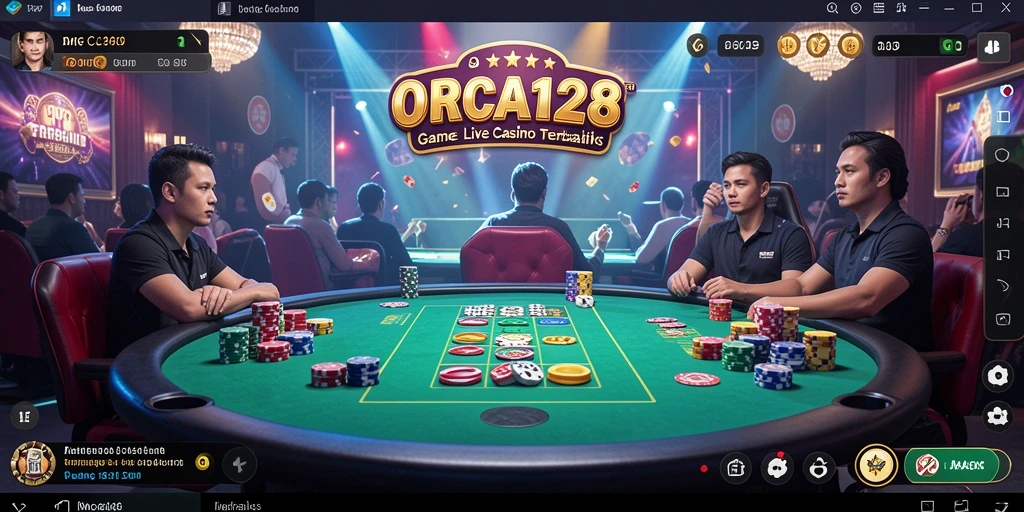 Tangkapan layar ORCA128 menunjukkan dealer langsung beraksi dalam permainan Live Casino.