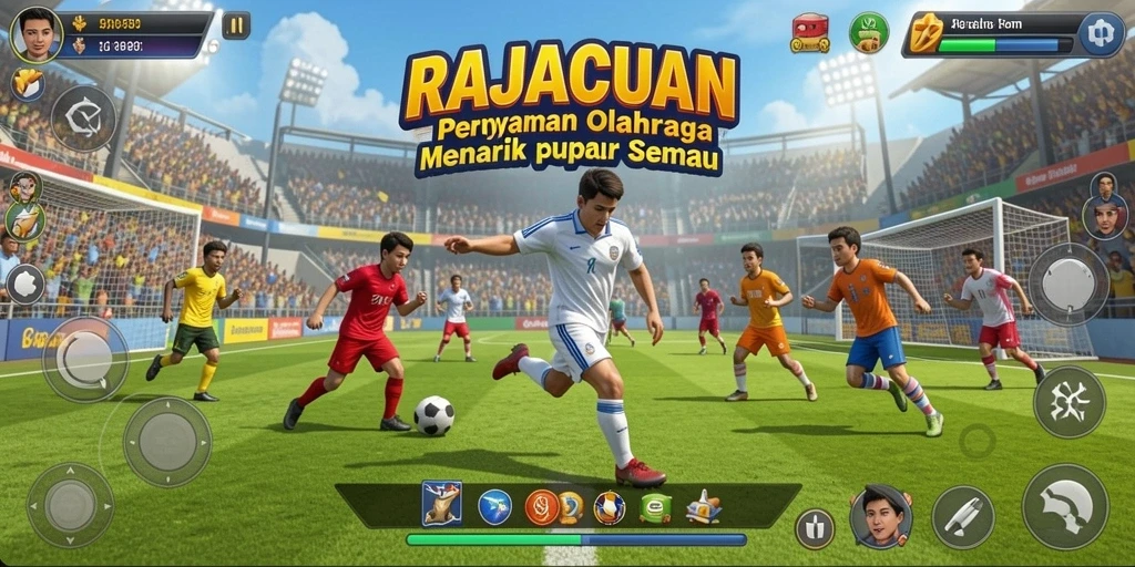Tampilan aksi seru dalam gameplay olahraga RAJACUAN.