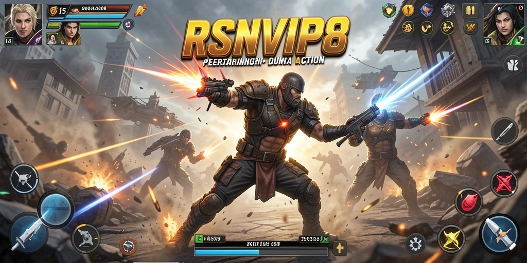 Tampilan aksi mendebarkan dalam RSNVIP8 dengan karakter beragam.