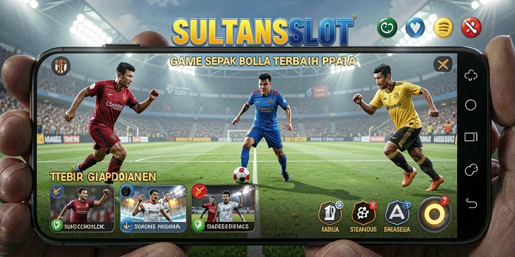Tampilan gameplay SULTANSLOT dengan aksi sepak bola seru.