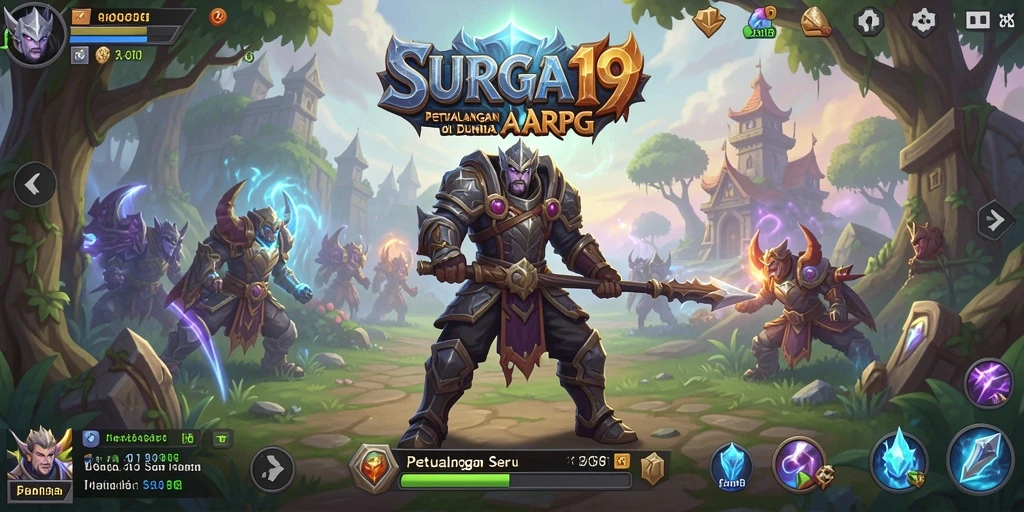 Screenshot permainan SURGA19 dengan aksi pertarungan ARPG yang mendebarkan.